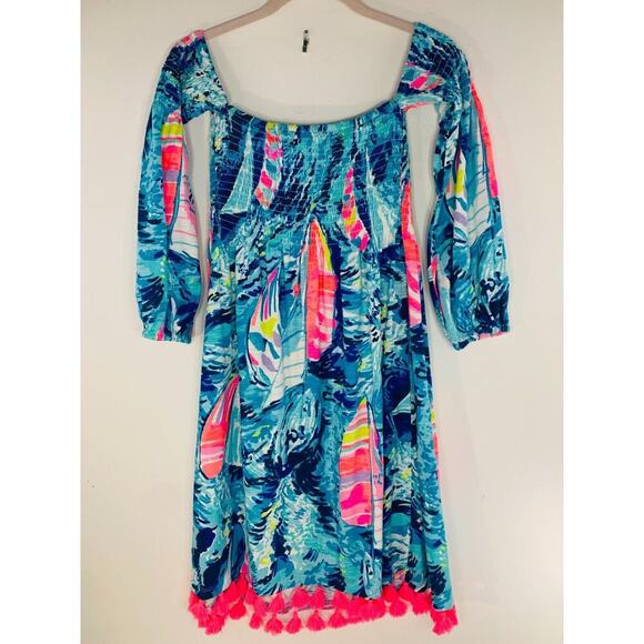 Lilly Pulitzer Trina Beach Dress Approx XSmall SEE Measurements Sparkle Blue EUC - Picture 3 of 8